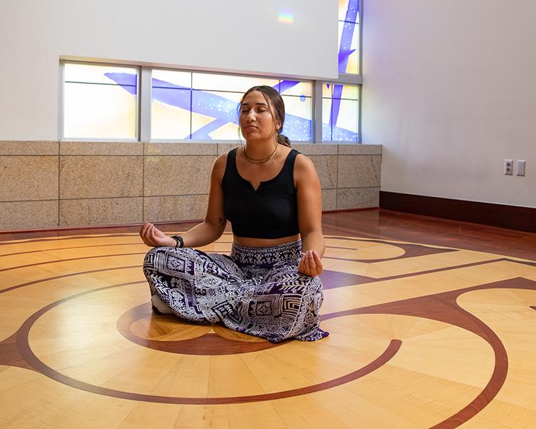 Student meditating